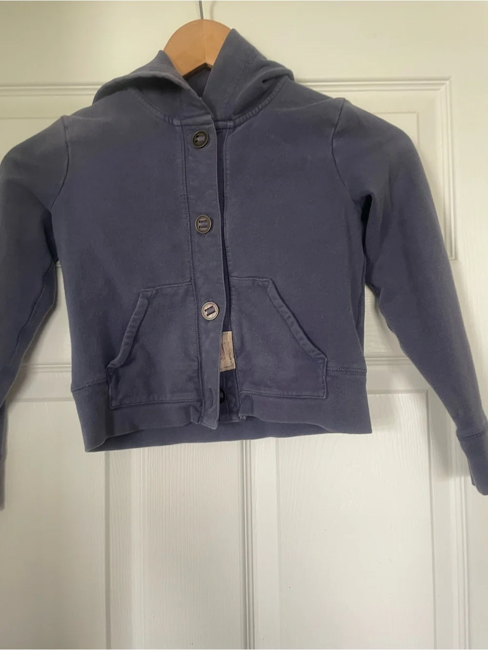 Little Kid Hooded Button-Front Jacket in Slate Blue